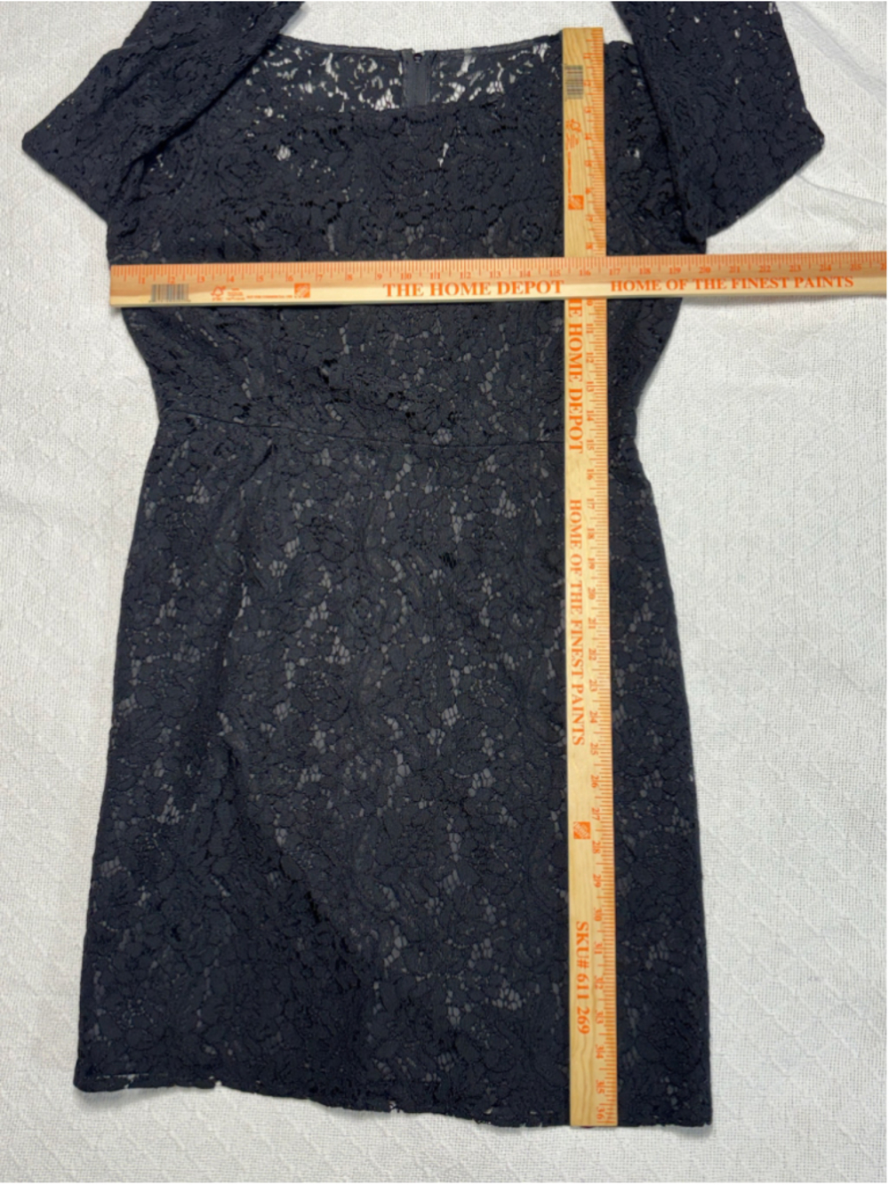 Vtg GOAT (London) Luxury Black Floral Lace Sheath Dress 3/4 Sleeve Size 10 EUC - Picture 4 of 8